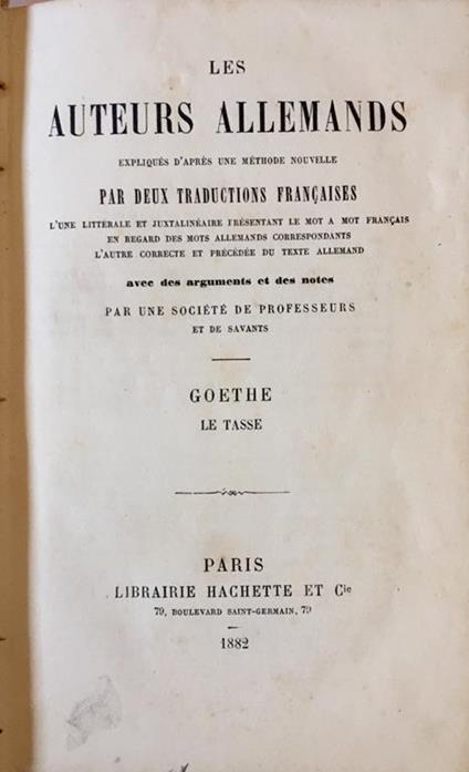 Le tasse - Johann Wolfgang Goethe - copertina