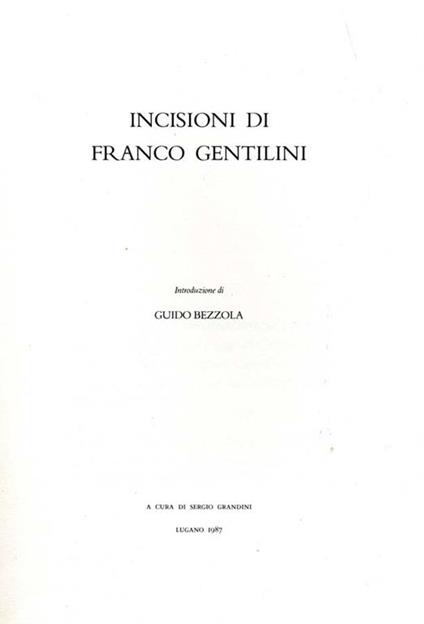 Incisioni di Franco Gentili - Guido Bezzola - copertina