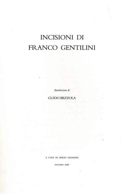 Incisioni di Franco Gentili - Guido Bezzola - copertina