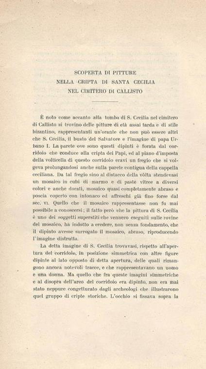 Scoperta di scritture nella cripta di Santa Cecilia nel cimitero di Callisto - P. Sisto Scaglia - copertina