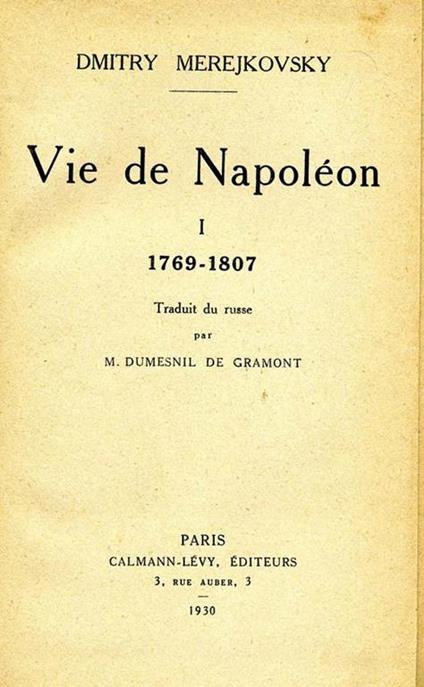 Vie De Napoleon - Dimitrij Sergeevic Merezkovskij - copertina