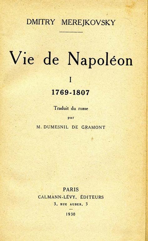 Vie De Napoleon - Dimitrij Sergeevic Merezkovskij - copertina