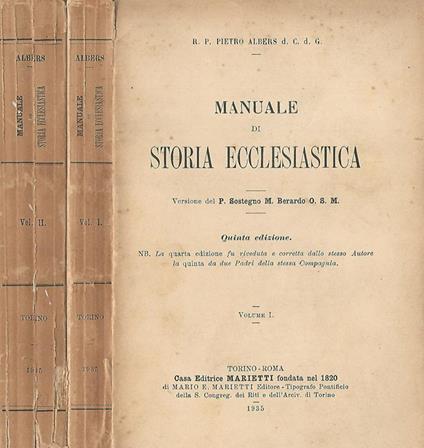 Manuale di storia ecclesiastica - Pietro Albers - copertina