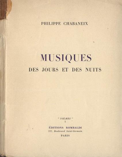 Musiques des jours et des nuits - Chabanei - copertina