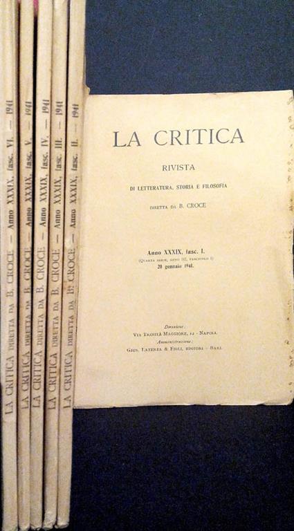 La Critica. Rivista di Letteratura, Storia e Filosofia - Benedetto Croce - copertina