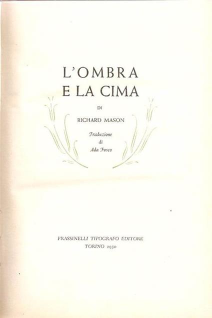 L' ombra e la cima - Richard Mason - copertina