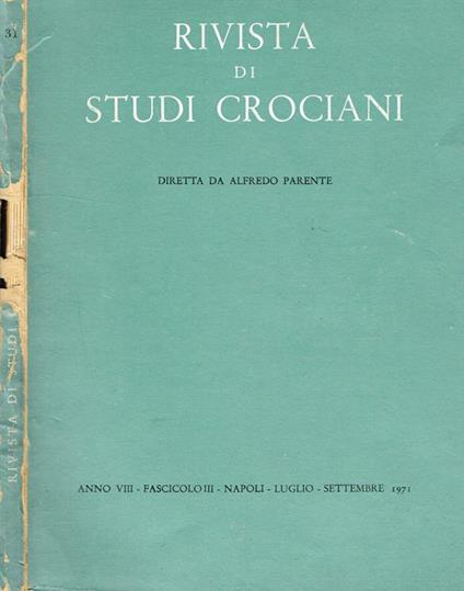 Rivista di Studi Crociani Anno VIII Fasc.III - Alfredo Parente - copertina