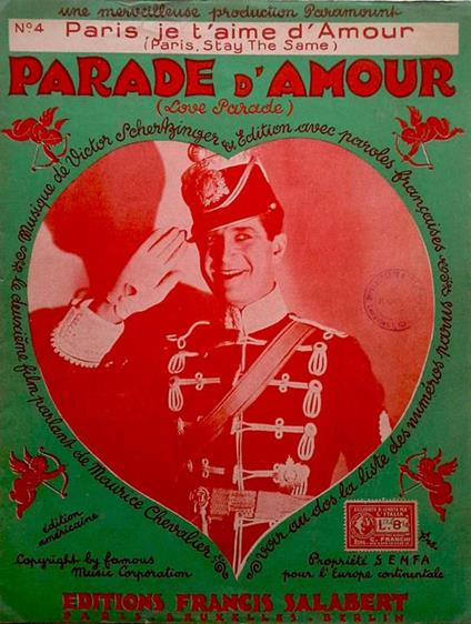 Paris, je t'aime d'amour-Paris, stay the same-n. 4. De l'operette Paramount \Parade d'amour\"-Slow fox-blues from \"Love Parade\"" - Victor Schertzinger - copertina