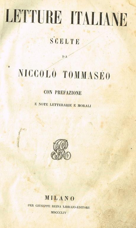 Letture italiane - Niccolò Tommaseo - copertina
