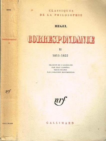 Correspondance (vol. II) - Friedrich Hegel - copertina
