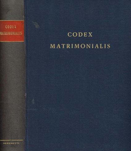 Codex matrimonialis - Vincenzo Fagiolo - copertina