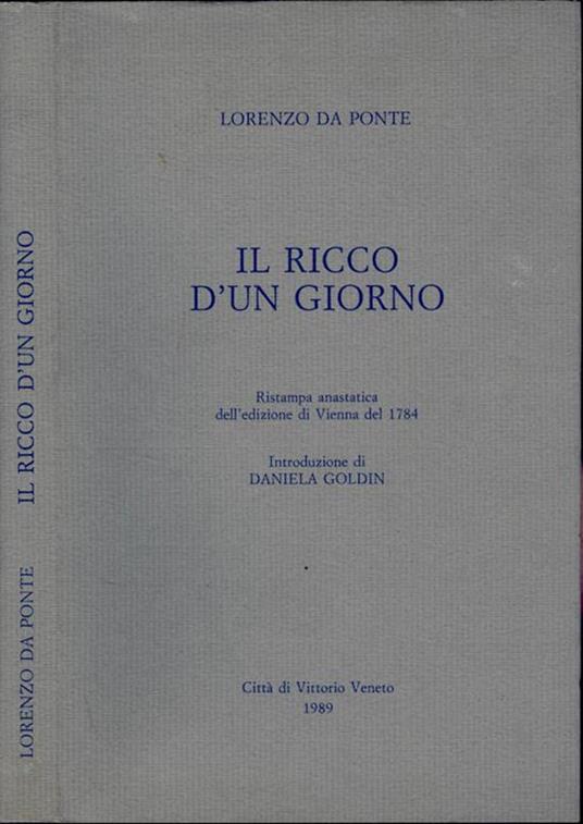 Il ricco d'un giorno - Lorenzo Da Ponte - copertina