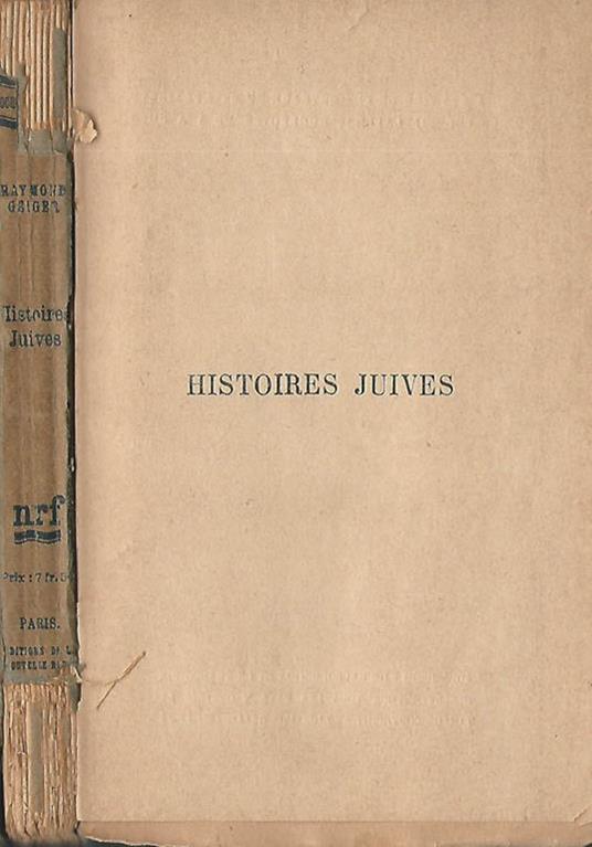 Histoires Juives - Raymond Geiger - copertina