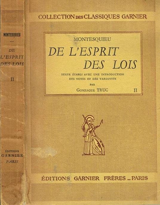 De L'Esprit Des Lois Vol.II - Charles L. de Montesquieu - copertina