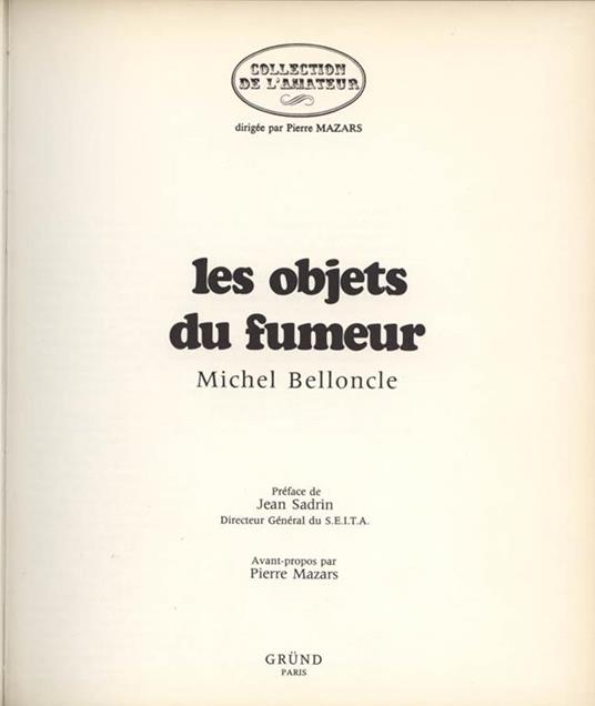 Les objets du fumeur - Michel Belloncle - copertina