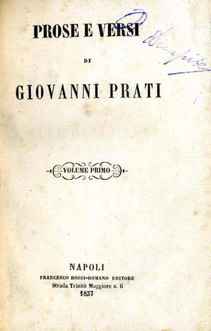 Prose e Versi - Giovanni Prati - copertina
