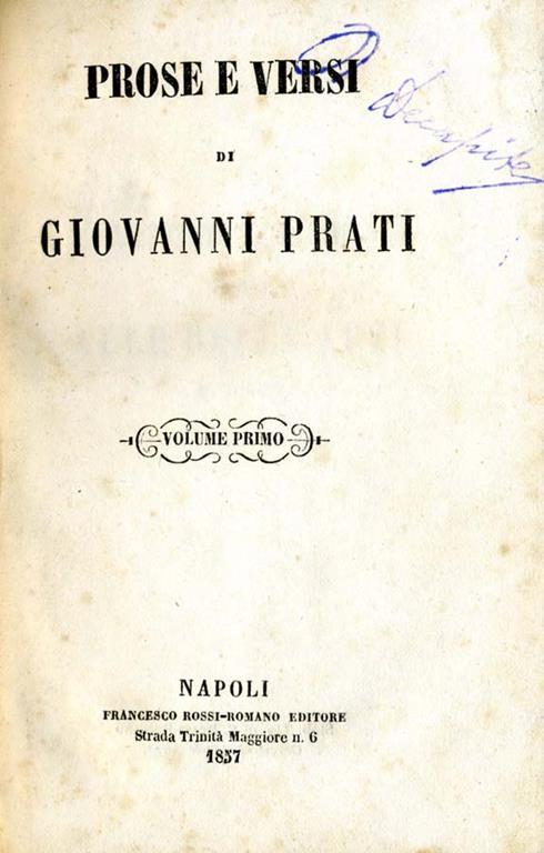 Prose e Versi - Giovanni Prati - copertina