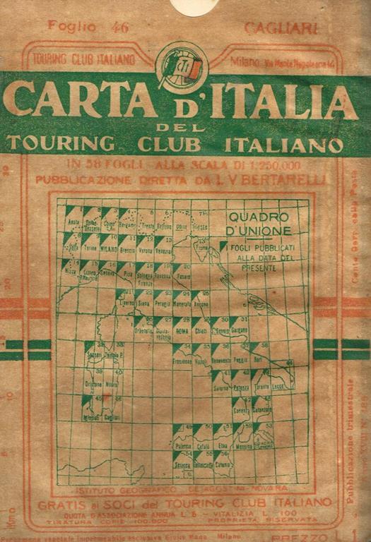 Cagliari foglio 46. Carta d'italia del touring club - Luigi V. Bertarelli - copertina