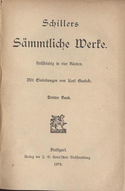 Sammtliche werke (Vol. III). Neffe-Phadra-Naclass-Abfall von Nederlande-30 jahr krieg - Friedrich Schiller - copertina