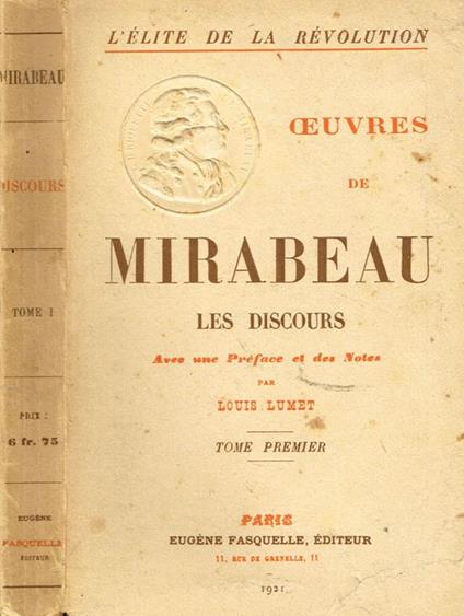 Les Discours Tome I - Honoré G. comte de Mirabeau - copertina