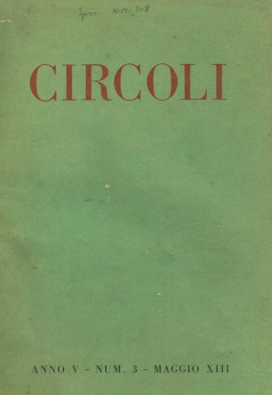 Circoli Anno V N.3. Rivista Mensile di Letteratura e Critica - Adriano Grande - copertina