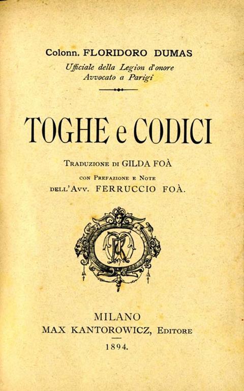 Toghe e Codici - F. Ribadeau Dumas - copertina