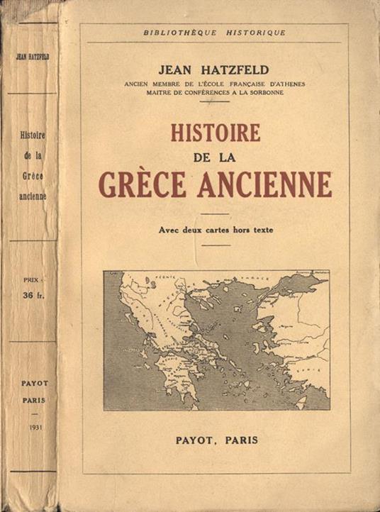 Histoire de la Gréce ancienne - Jean Hatzfeld - copertina