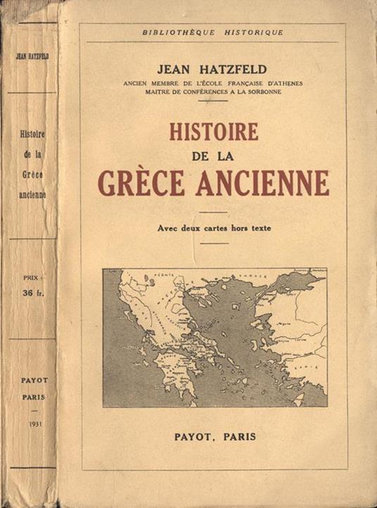 Histoire de la Gréce ancienne - Jean Hatzfeld - copertina