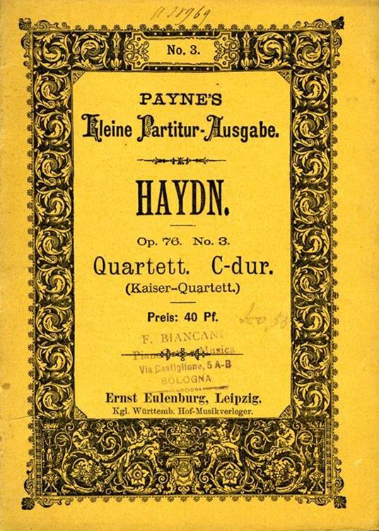 Op. 76, No. 3. Quartett c-dur (kaiser-quartett) - Franz J. Haydn - copertina