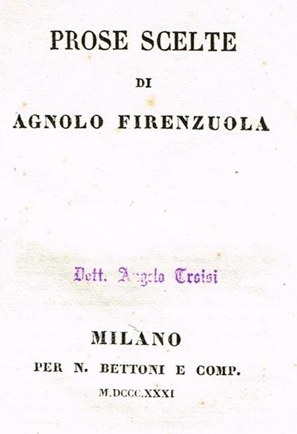 Prose scelte - Agnolo Firenzuola - copertina