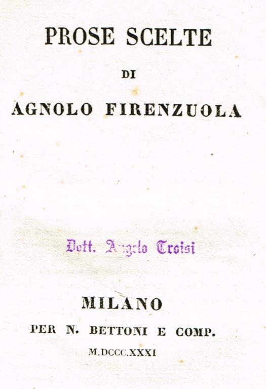 Prose scelte - Agnolo Firenzuola - copertina