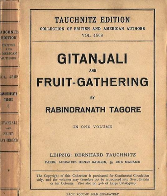Gitanjali and fruit-gathering - Rabindranath Tagore - copertina