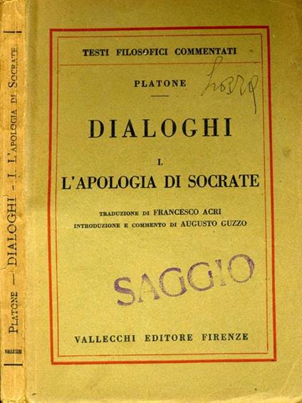 Dialoghi. L'apologia di socrete - Platone - copertina