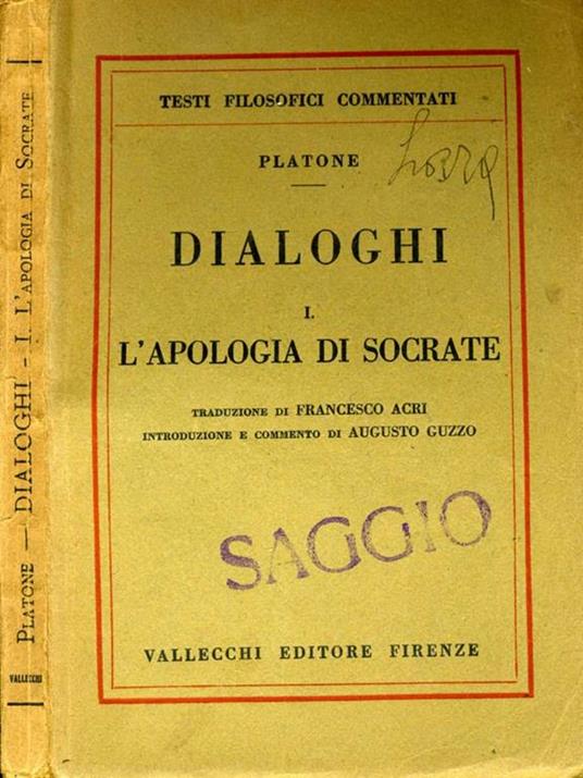 Dialoghi. L'apologia di socrete - Platone - copertina