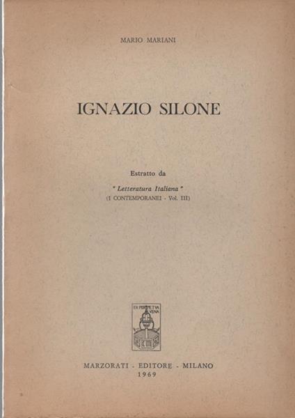 Ignazio Silone - Mario Mariani - copertina