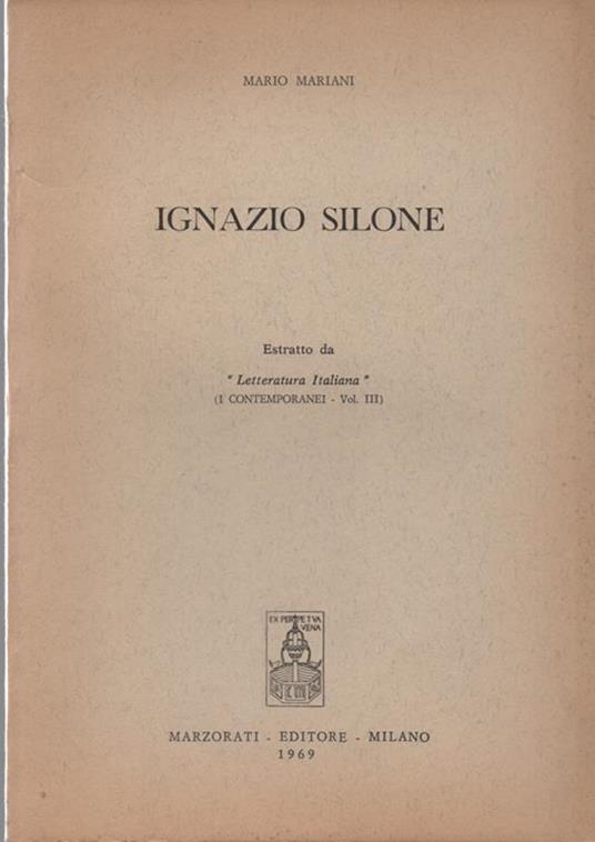 Ignazio Silone - Mario Mariani - copertina
