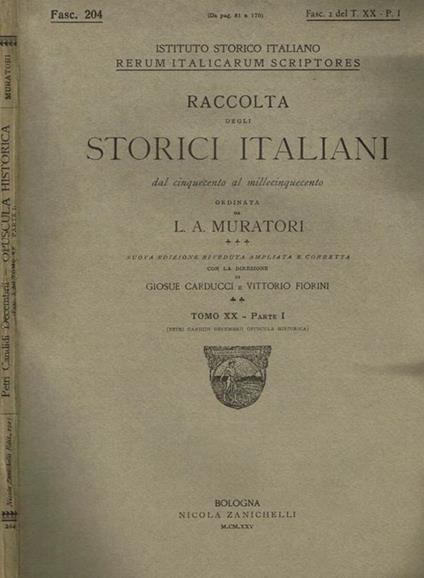 Petri candidi decembrII, opuscula historica. Fasc. 2 del tomo XX parte I - Lodovico Antonio Muratori - copertina