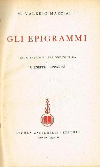 Gli epigrammi - M. Valerio Marziale - copertina