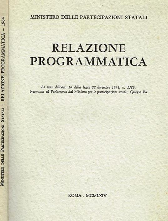 Relazione programmatica - Giorgio Bo - copertina