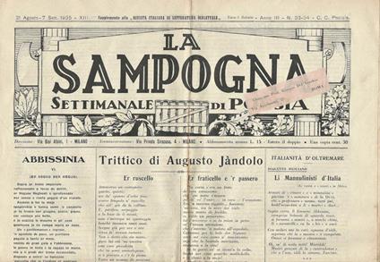 La Sampogna Anno III n. 33-34. Settimanale di Poesia - copertina