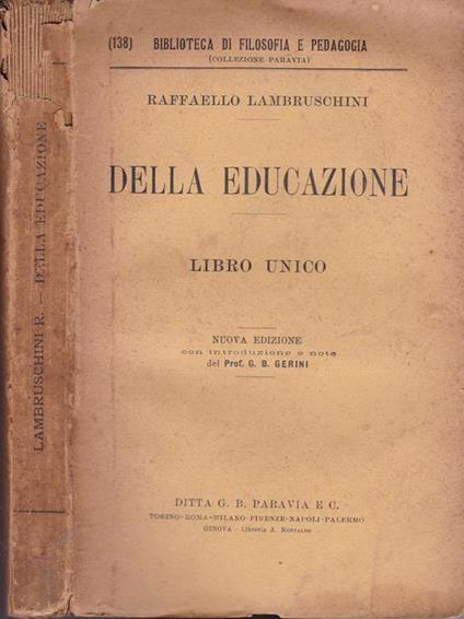 Della educazione-Libro unico - Raffaello Lambruschini - copertina