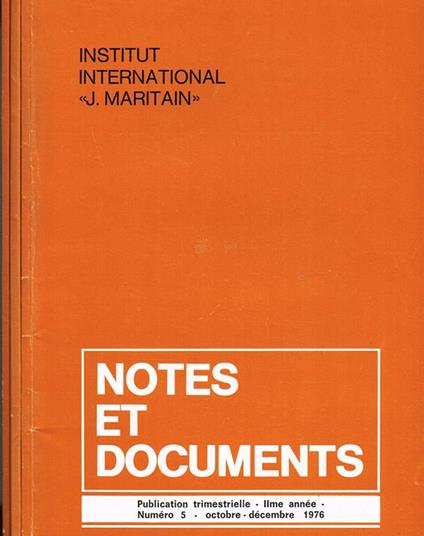 Notes Et Documents Anno II N. 2 3/4 5. Publication Trimestrielle - copertina