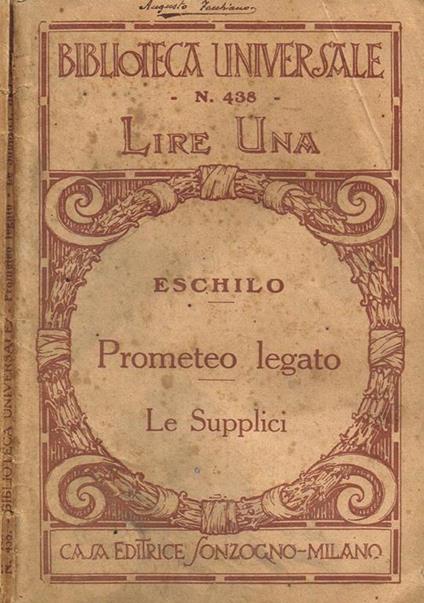 Prometeo Legato. Le Supplici - Eschilo - copertina