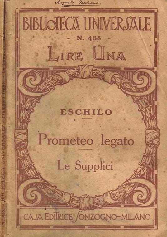 Prometeo Legato. Le Supplici - Eschilo - copertina