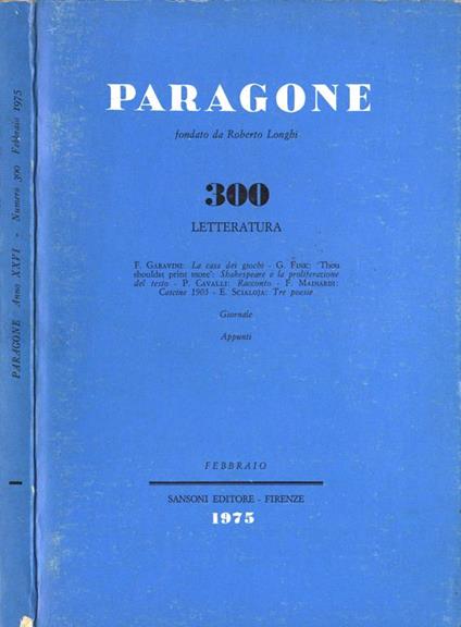 Paragone n. 300. Letteratura - copertina