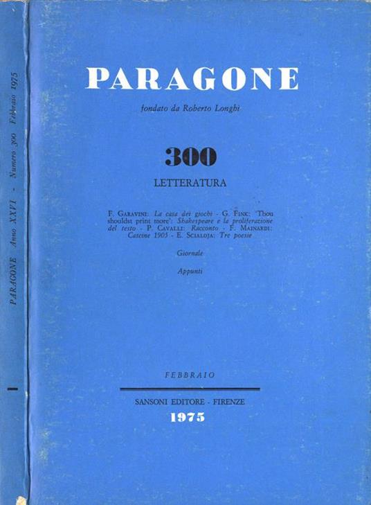 Paragone n. 300. Letteratura - copertina