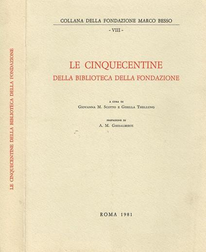 Le cinquecentine della biblioteca della fondazione - copertina