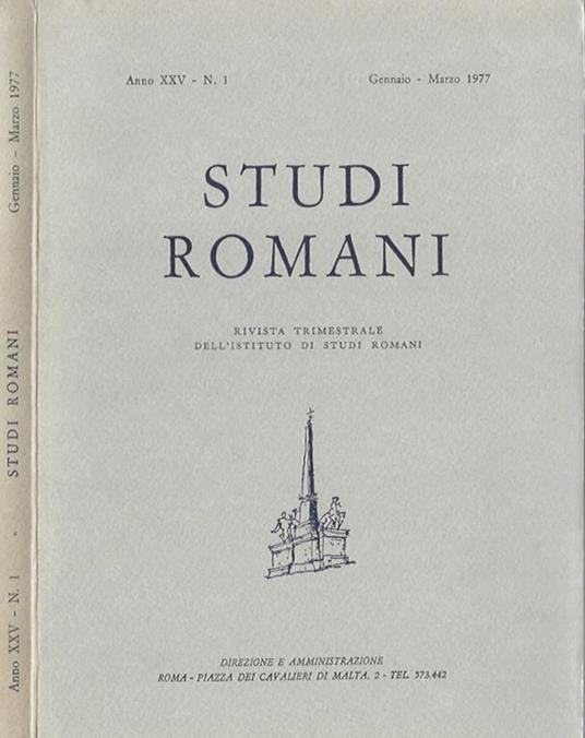Studi Romani, Anno XXV- N. 1. Rivista trimestrale dell'Istituto di Studi Romani - copertina