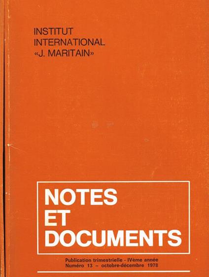 Notes Et Documents Anno IV N. 12 13. Publication Trimestrielle - copertina