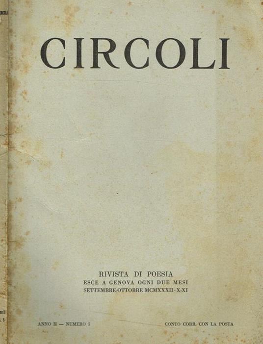 Circoli Anno Ii N.5. Rivista Di Poesia - Adriano Grande - copertina